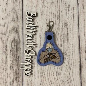 *Bumble Stitch Embroidered Bernie Sanders Mittens Bag Clip Charm